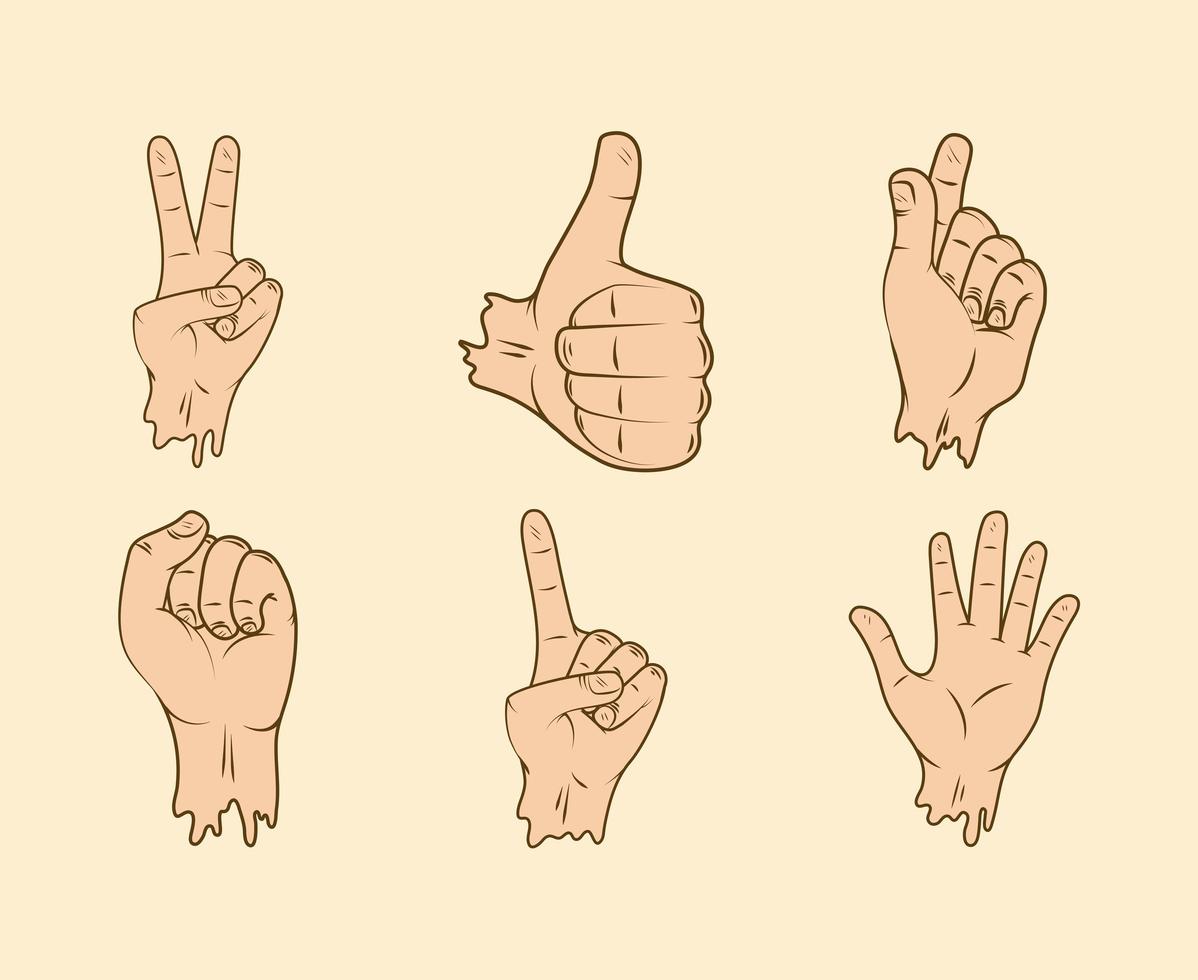 set of left hands vector