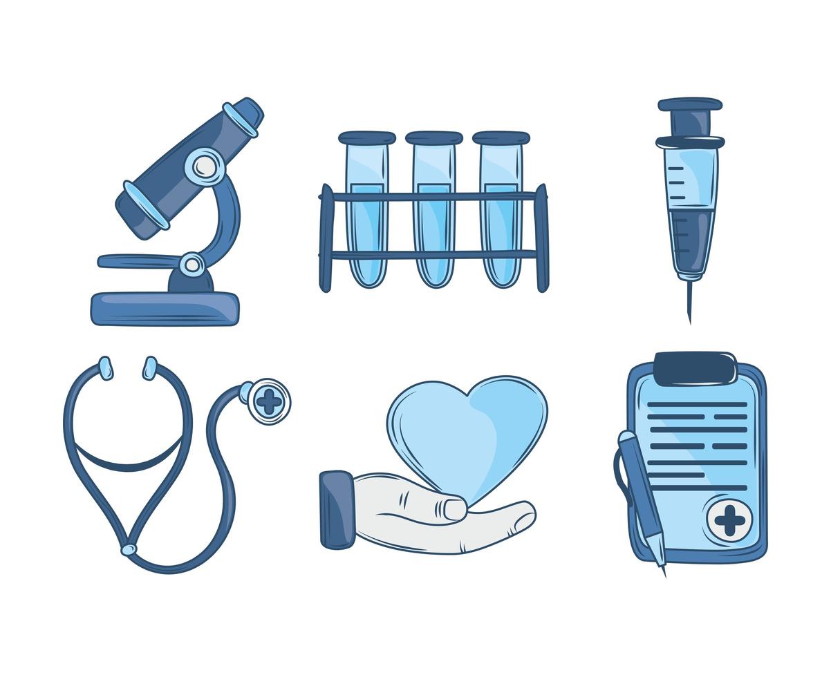 health science icon set vector