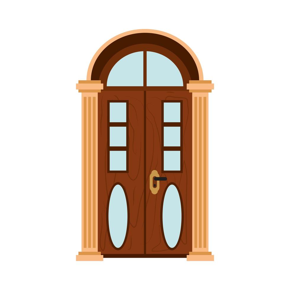 puerta de madera clásica vector