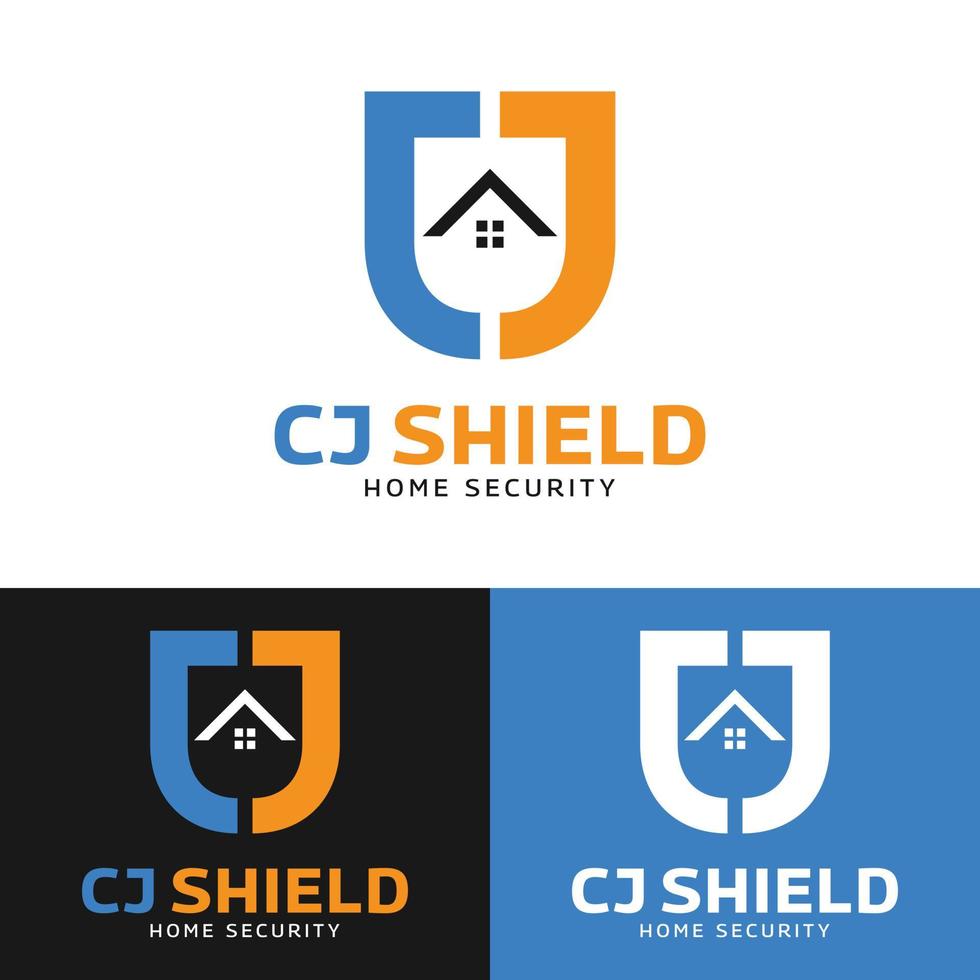 Letter Initial C J CJ JC Shield for Home Security Logo Design Template vector