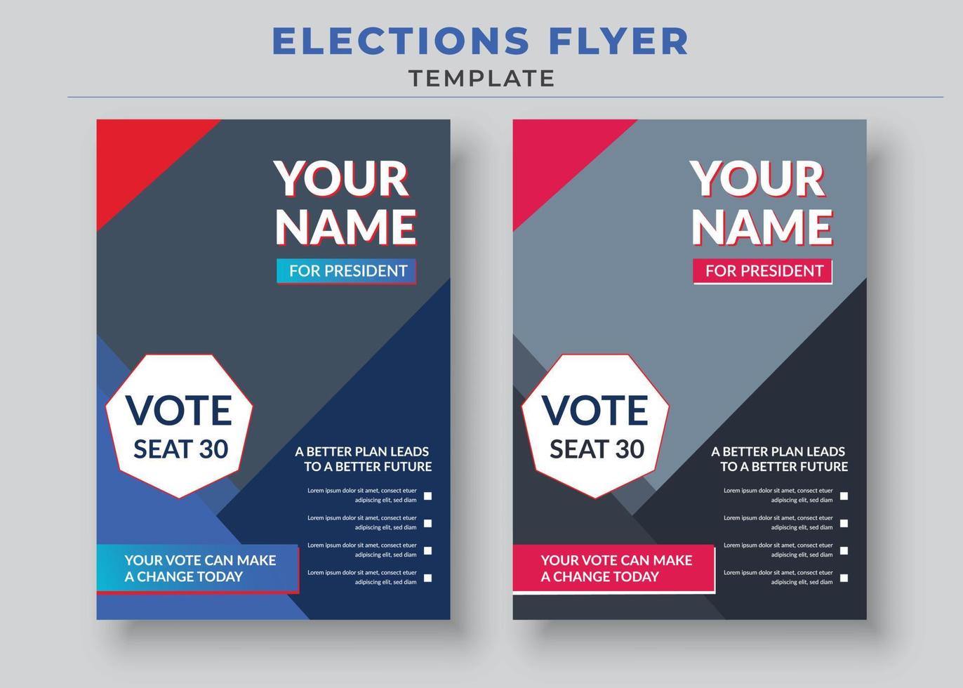 Elections Flyer Template, Political Flyer, Vote Flyer vector