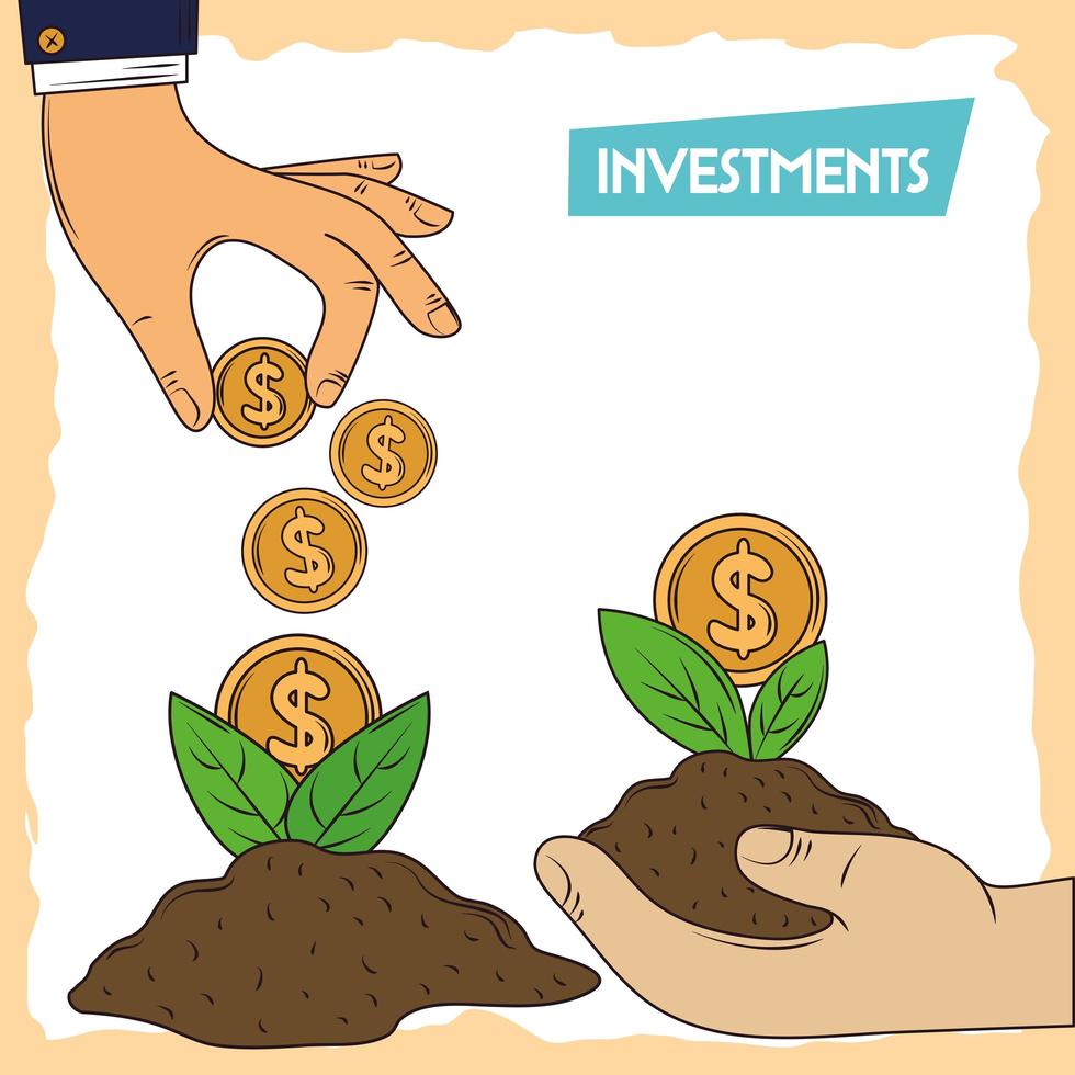 invest hands with coins vector