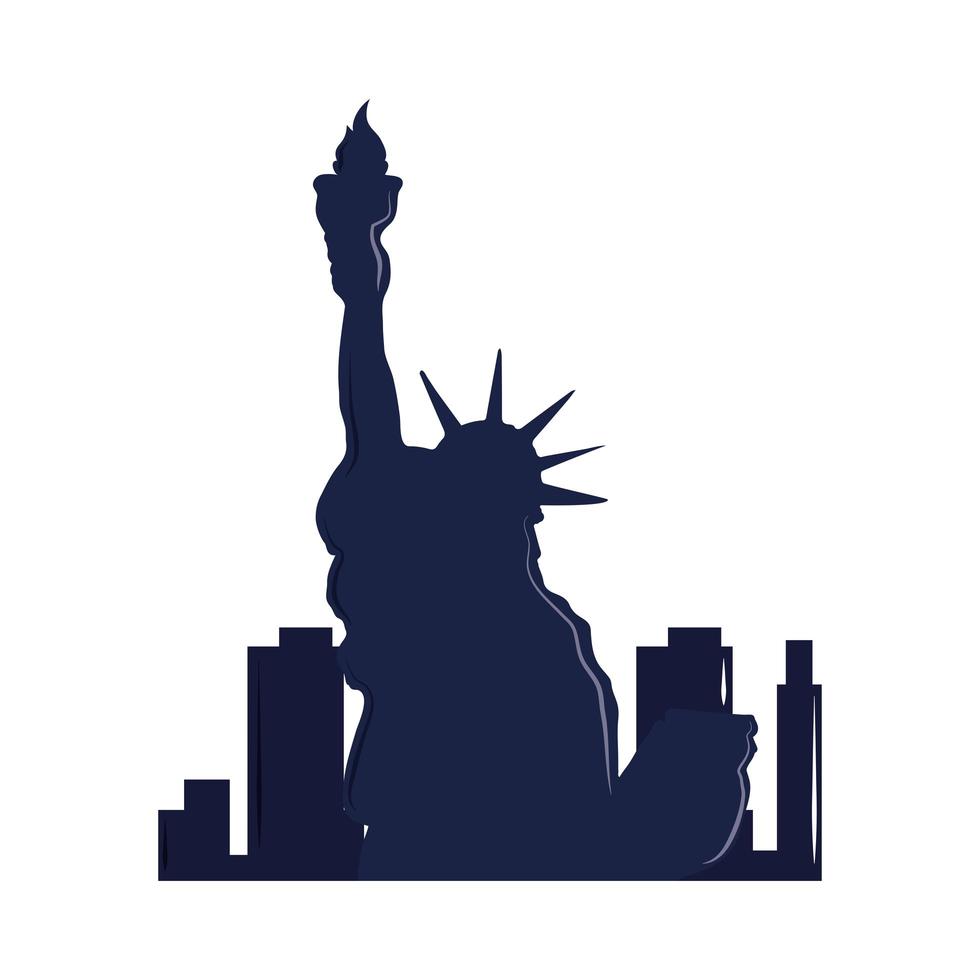 silueta, ciudad de nueva york, estatua, libertad vector