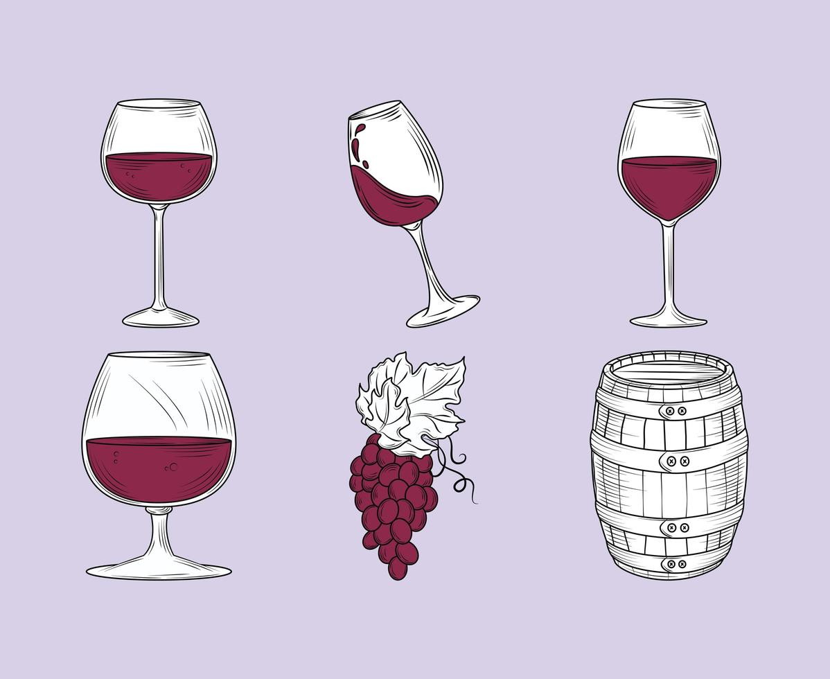 wine glasses barrel vector