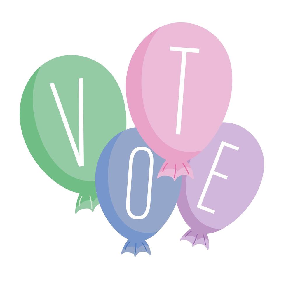 Vote lettering in balloons celebration election white background vector