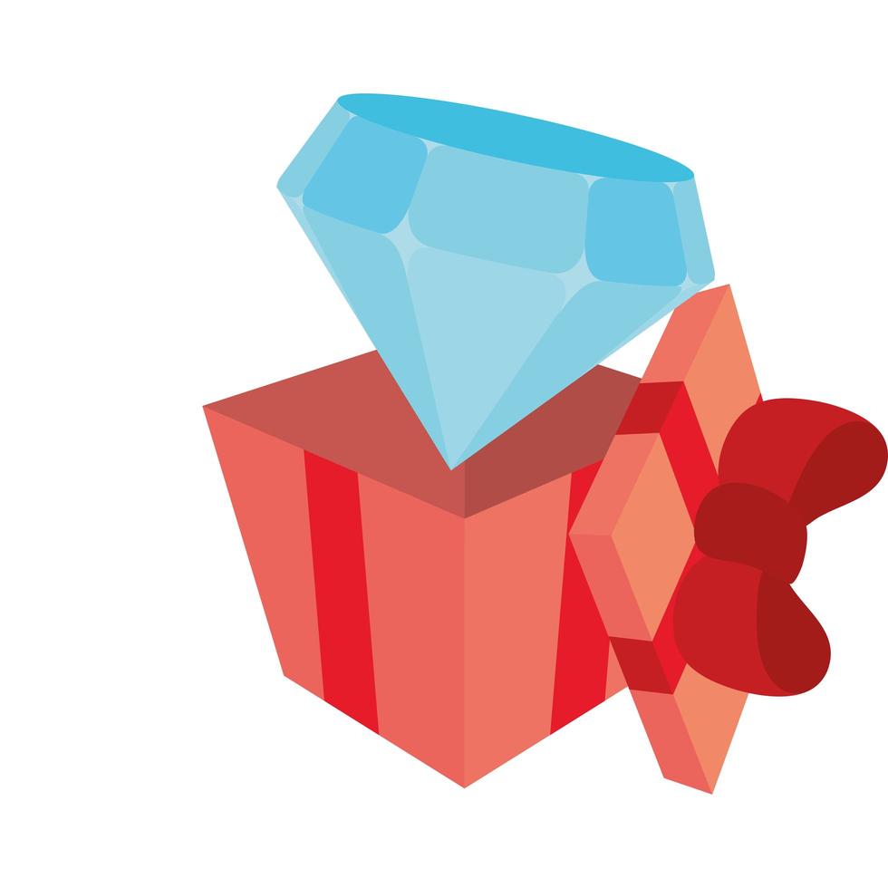 diamante en caja de regalo vector