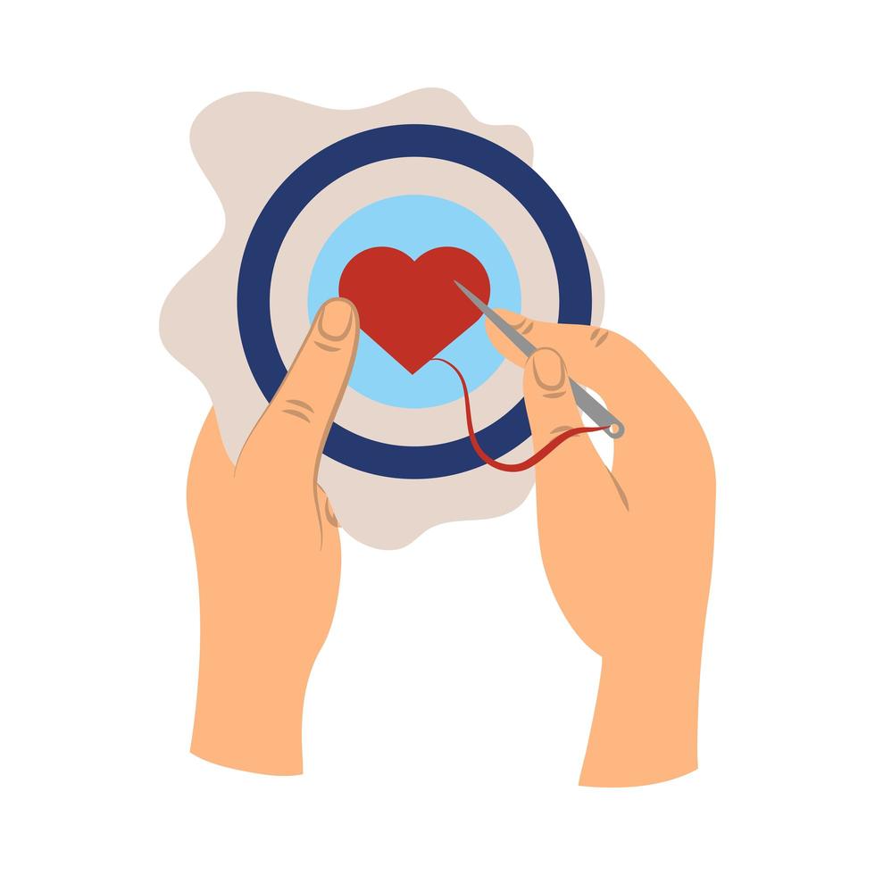 hands knit heart vector