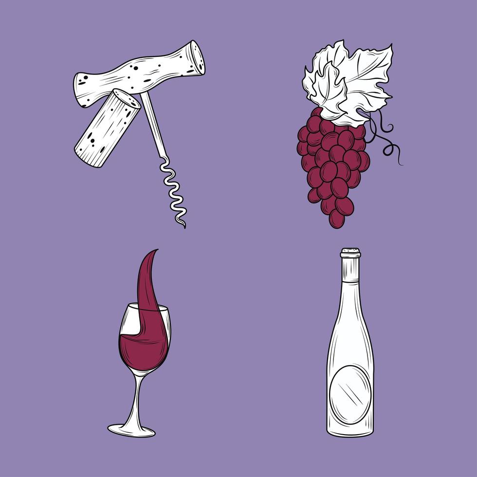 wine drink set vector