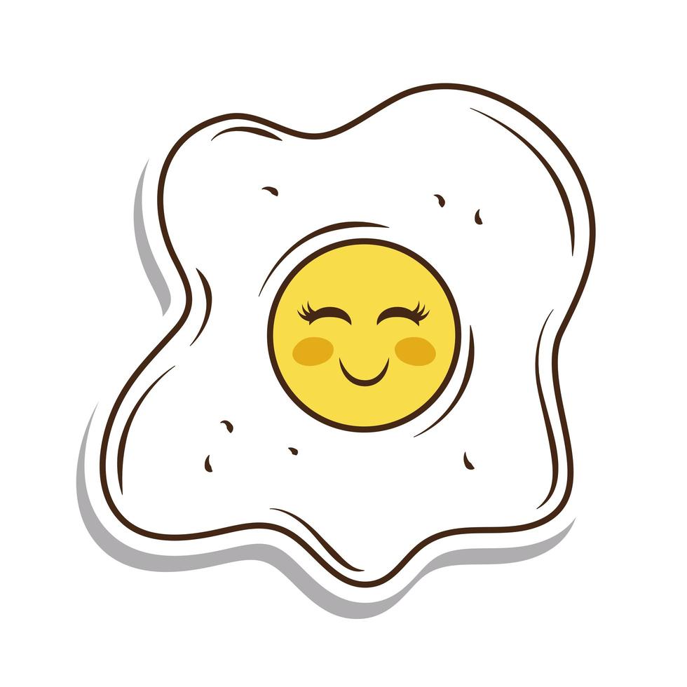 cute fried egg sticker vector