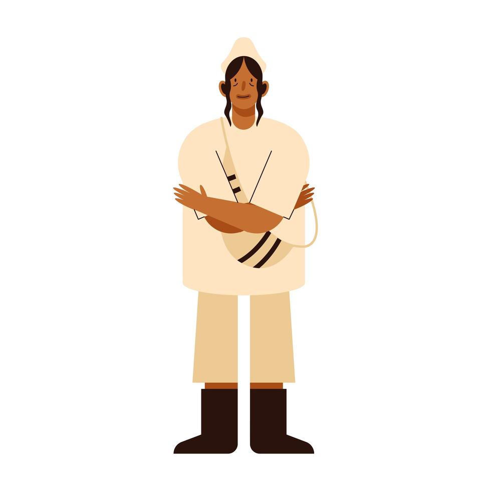 indigenous male with traditional cloth vector
