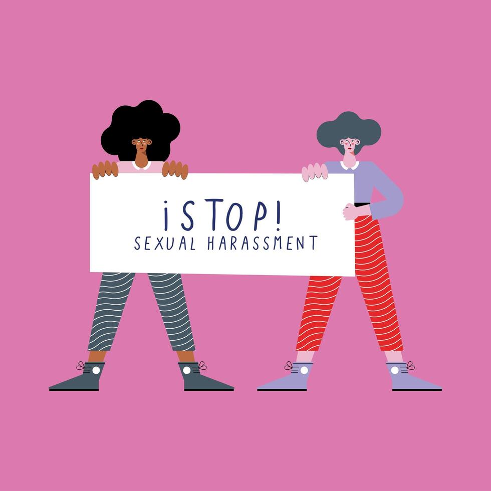 sexual harassment couple protesters vector