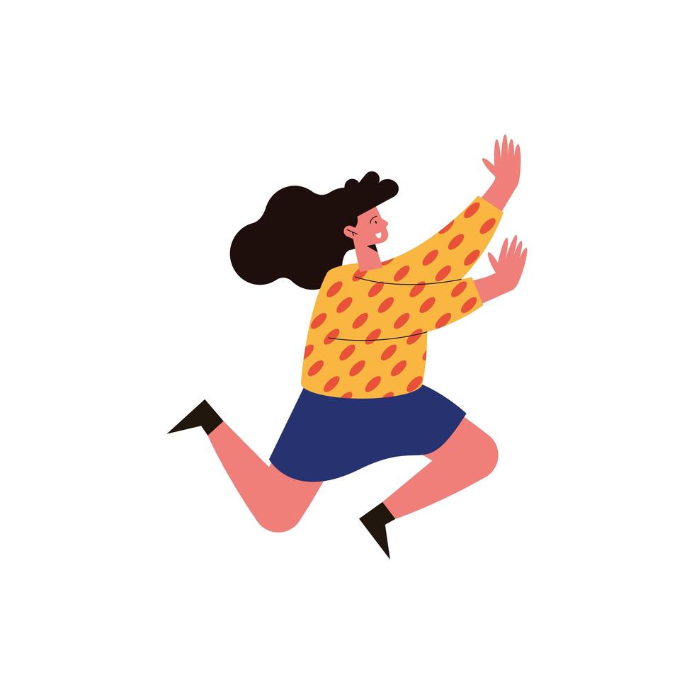 woman avatar jumping vector