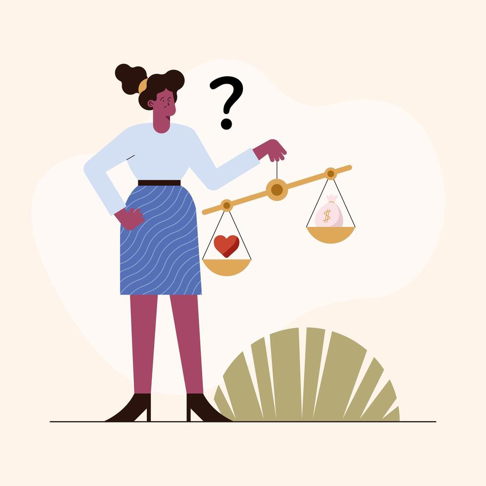 woman with ethics balance vector