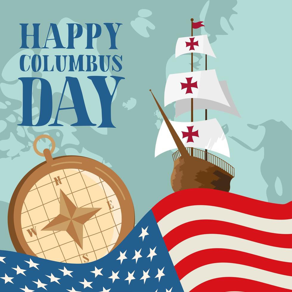 Columbus Day postcard vector