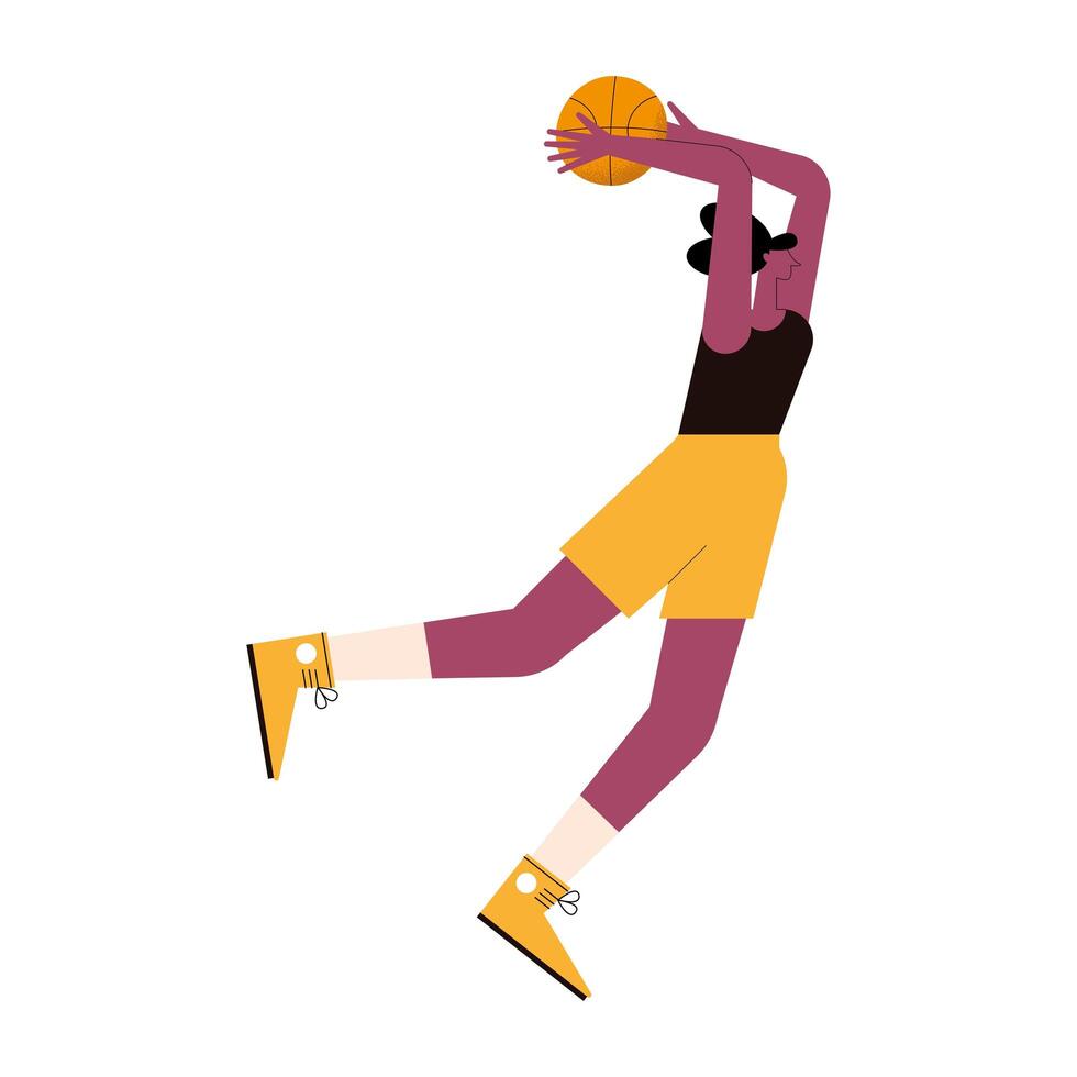 mujer jugando baloncesto vector