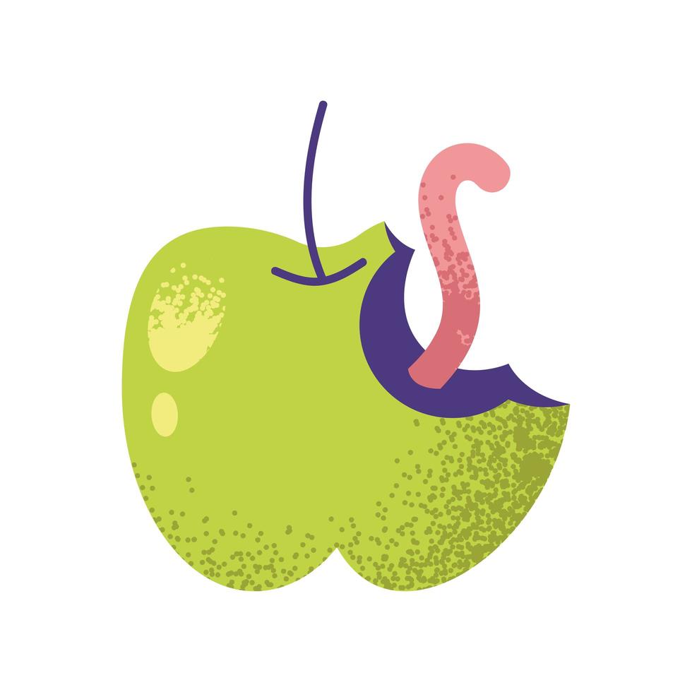 manzana con gusano vector