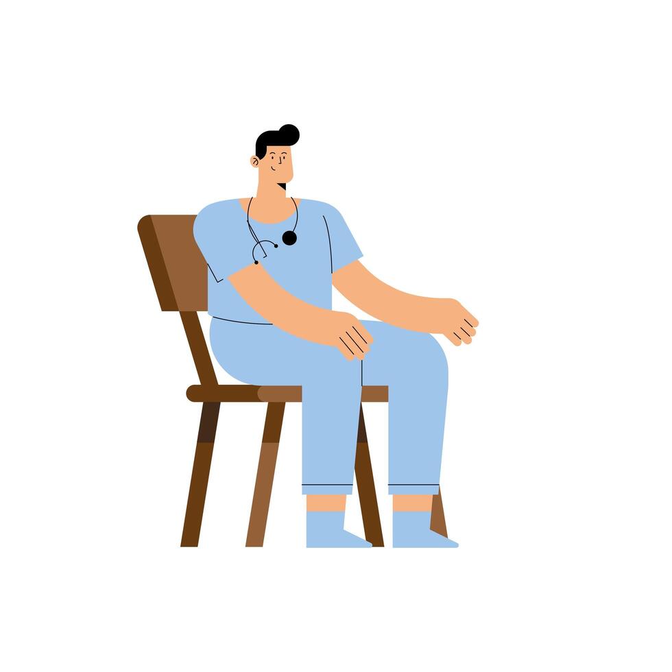 man nurse on chair vector