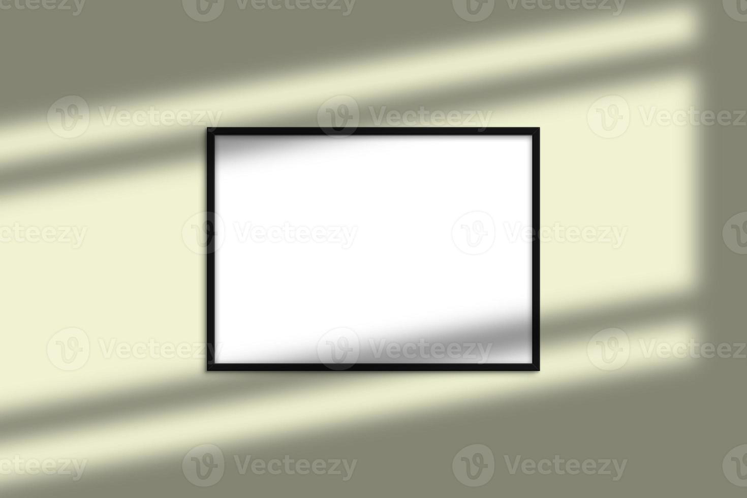 Black horizontal photo frame mockup with shadow overlay and pastel color background