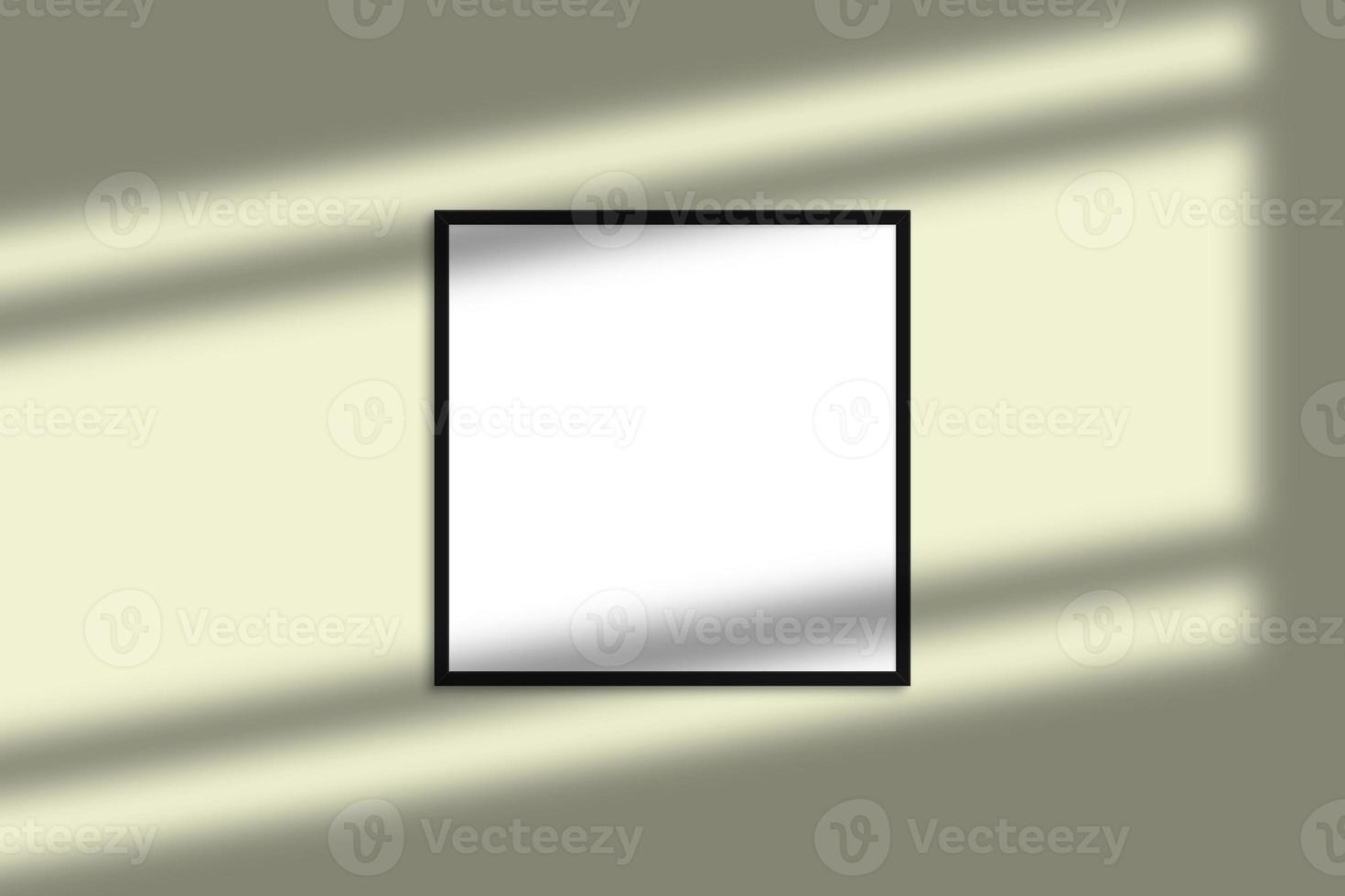 Black square photo frame mockup with shadow overlay and pastel color background