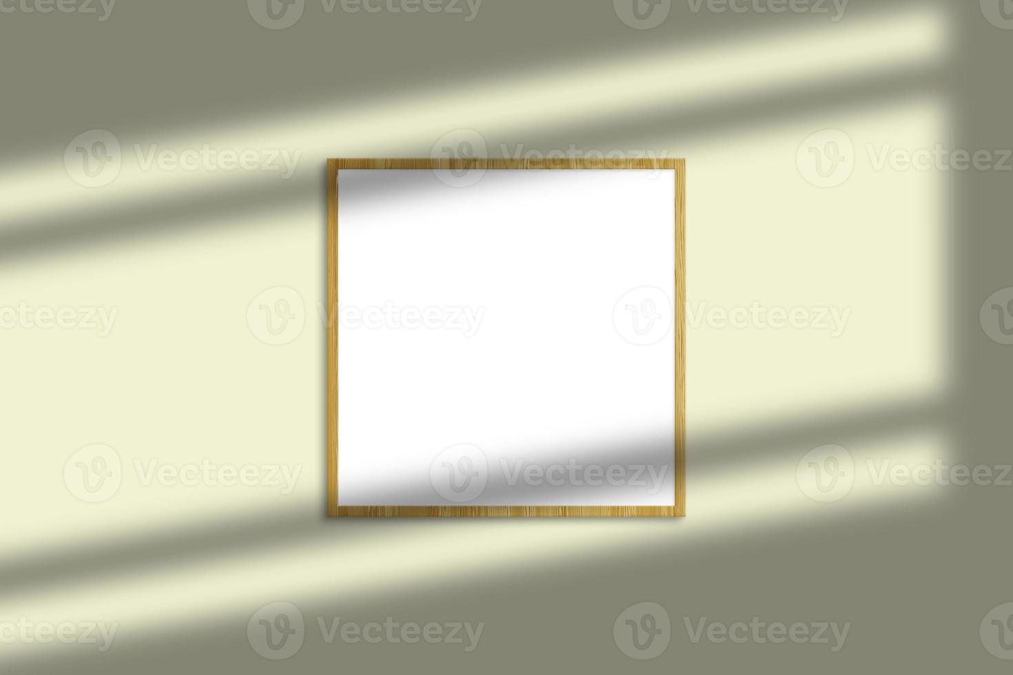 Square wooden photo frame mockup with shadow overlay and pastel color background