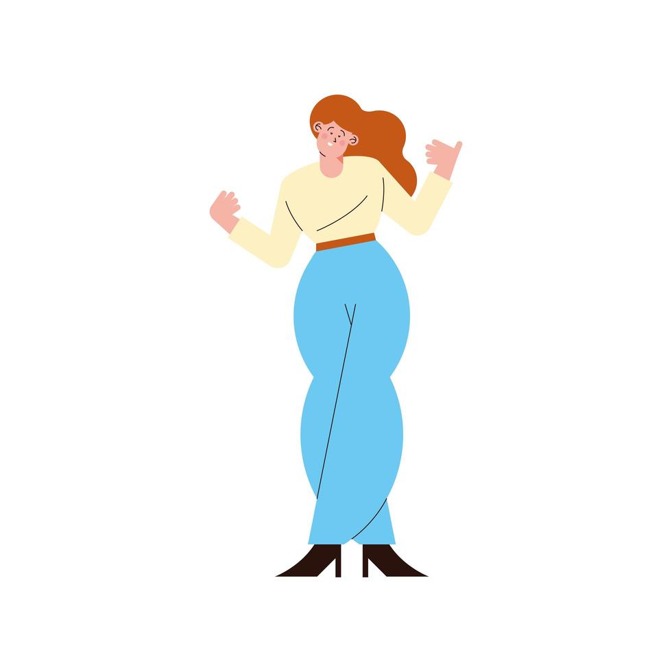 mujer joven de pie vector