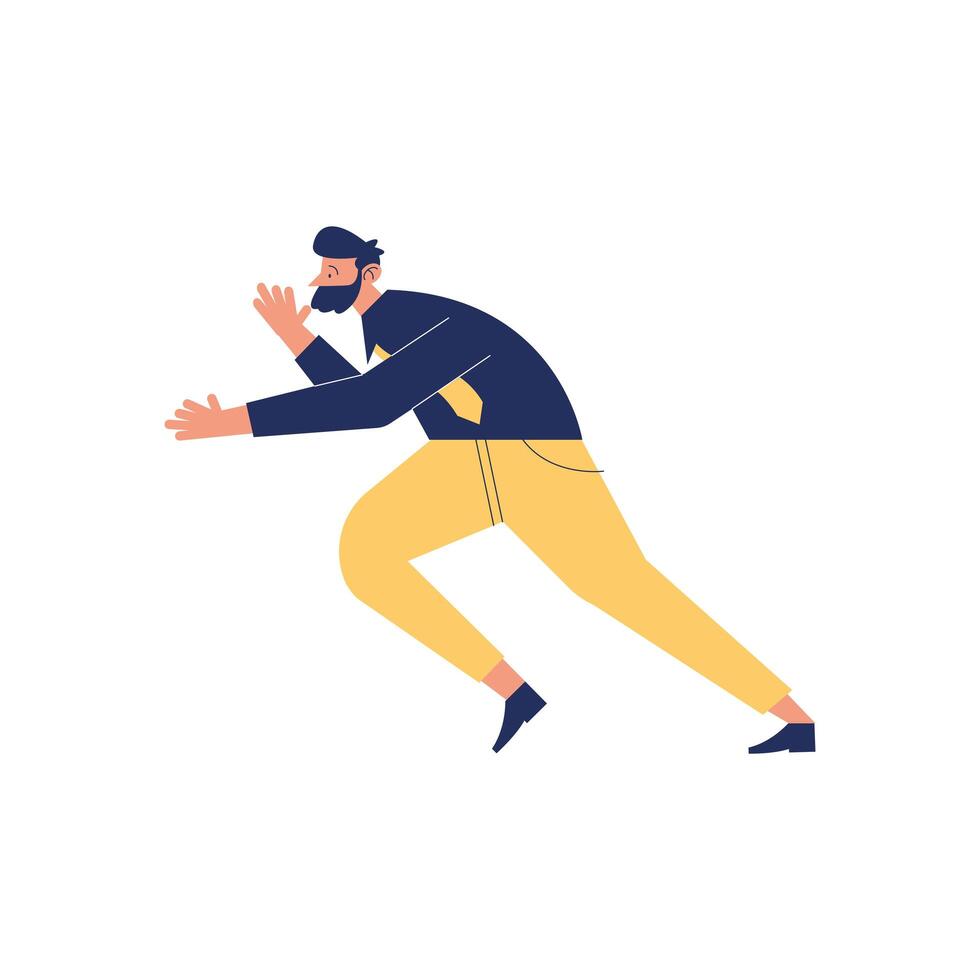 bearded businessman running vector