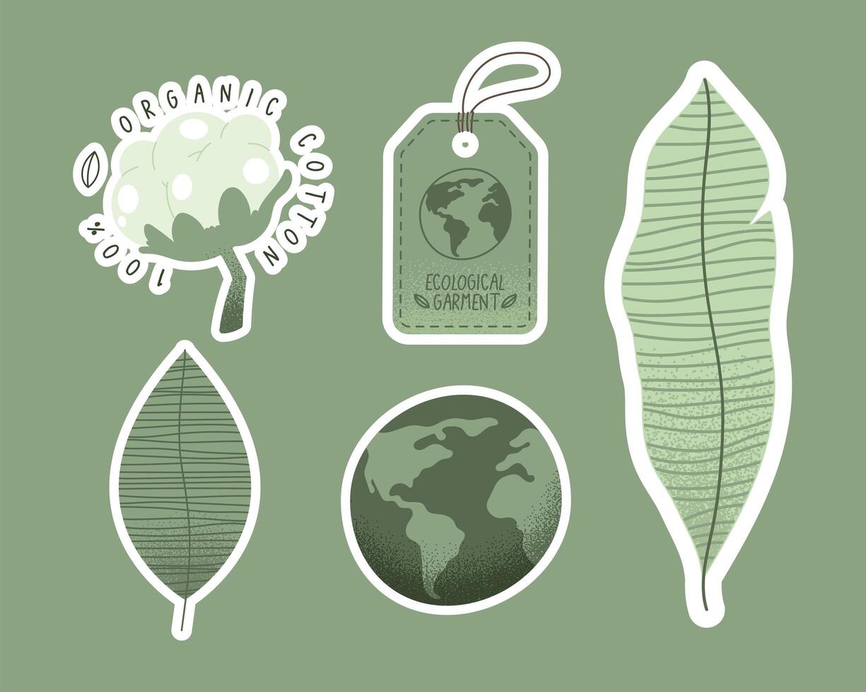 five ecological garment icons vector