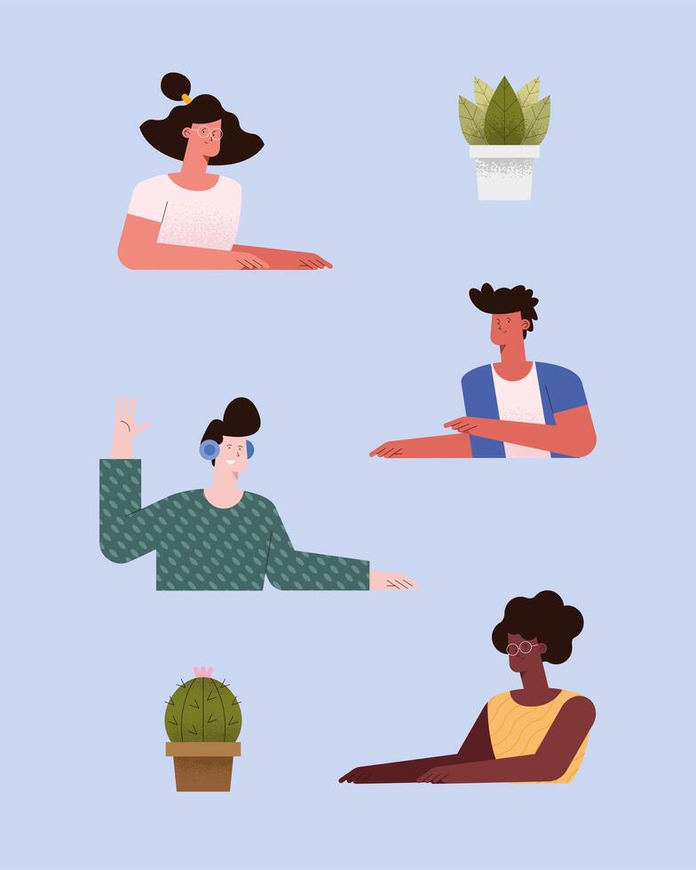 people with plants vector