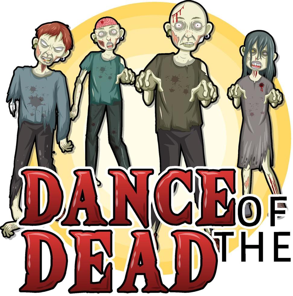 danza de la pancarta muerta con zombies aterradores vector