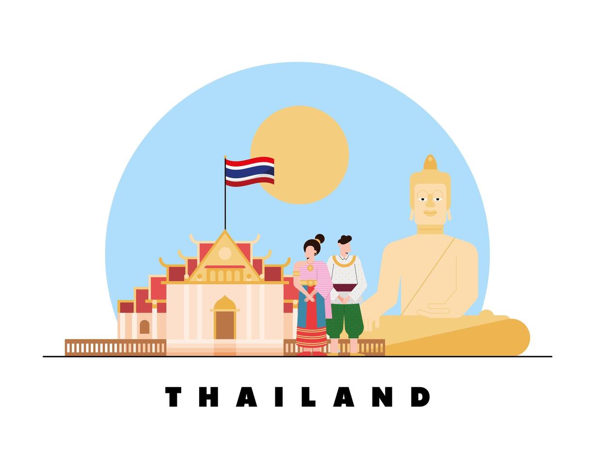 thailand culture scene vector