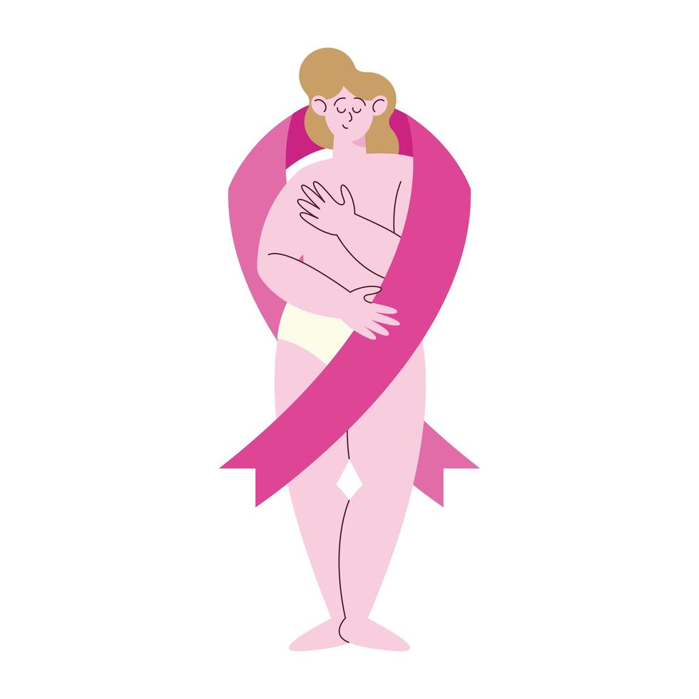sobreviviente de cáncer de mama con cinta vector