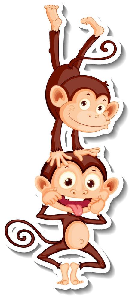 Two funny monkeys cartoon character sticker 3822005 Vector Art at Vecteezy
