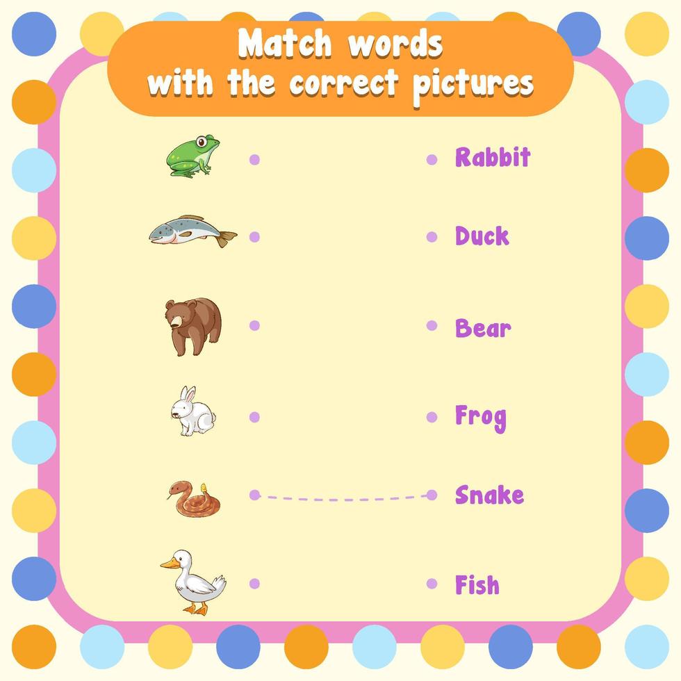 Match the words with the correct pictures vector