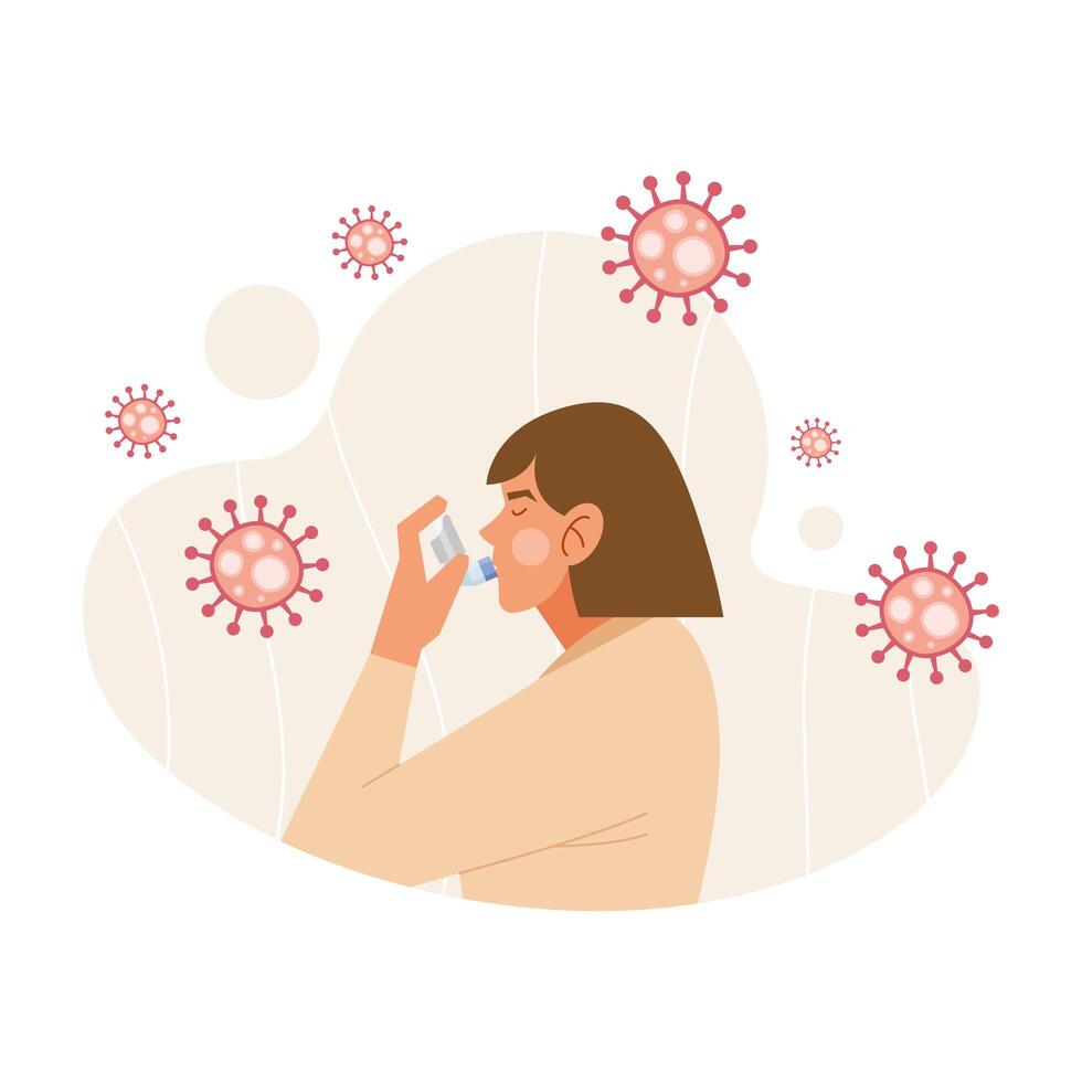 woman with inhaler vector