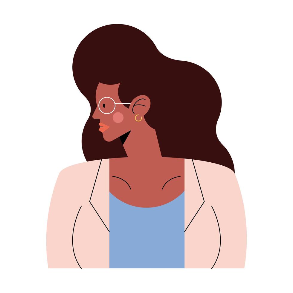 brunette race woman vector
