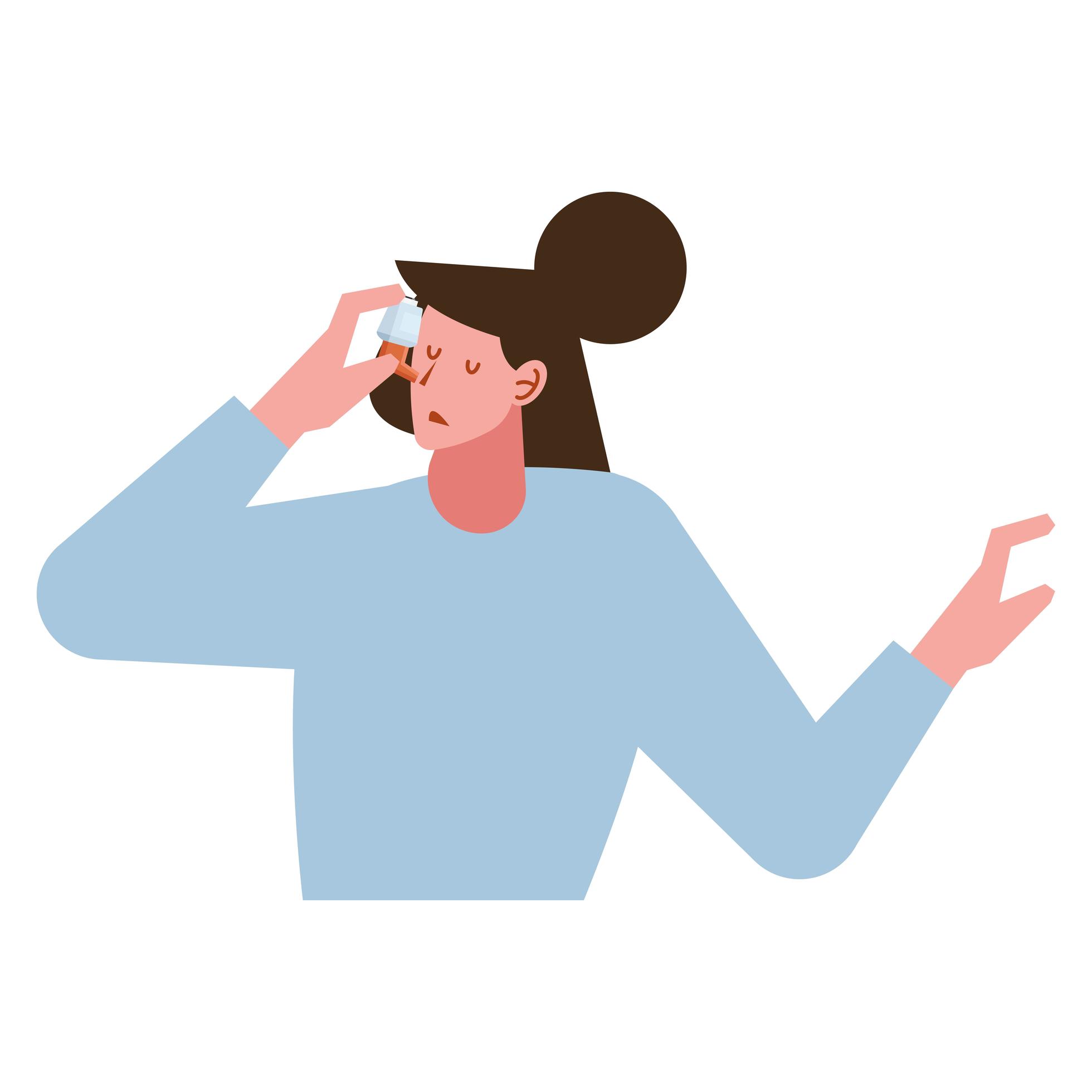 lady using inhaler 3822061 Vector Art at Vecteezy