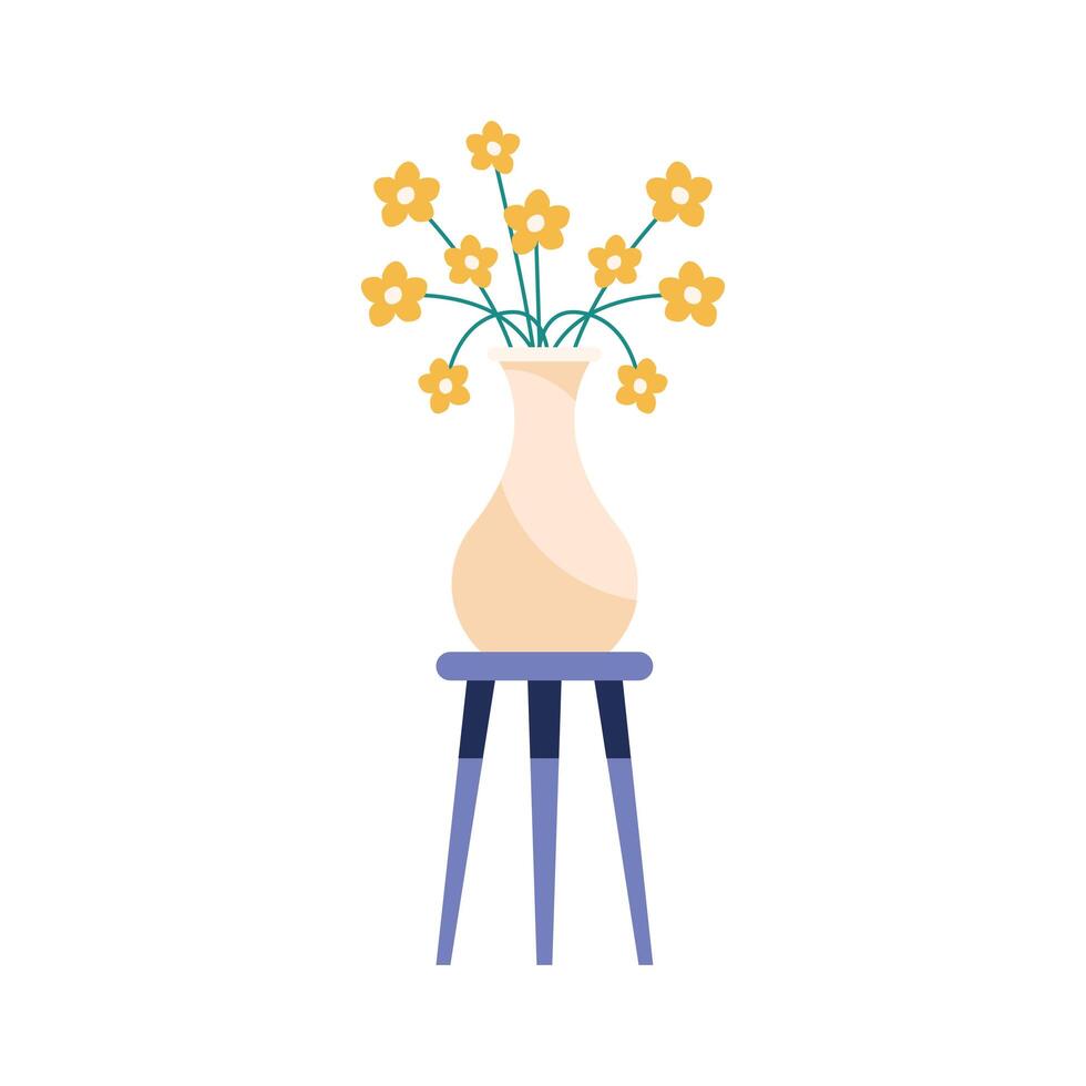 flowers in vase on chair vector