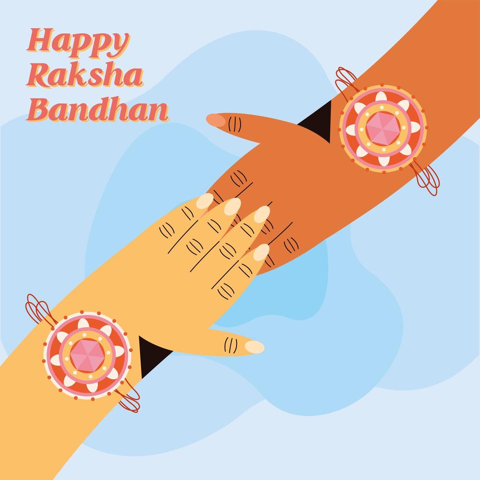Hands with raksha bandhan wristband vector