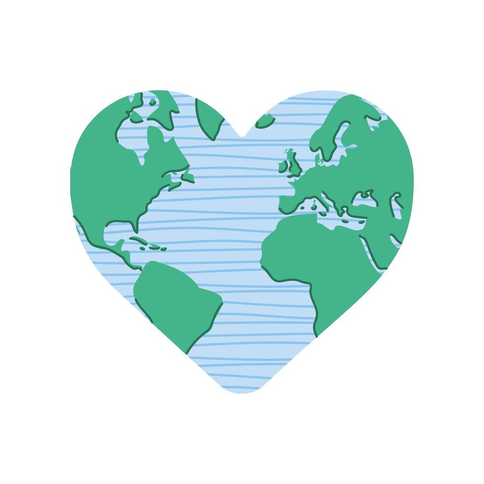 earth with heart shape vector