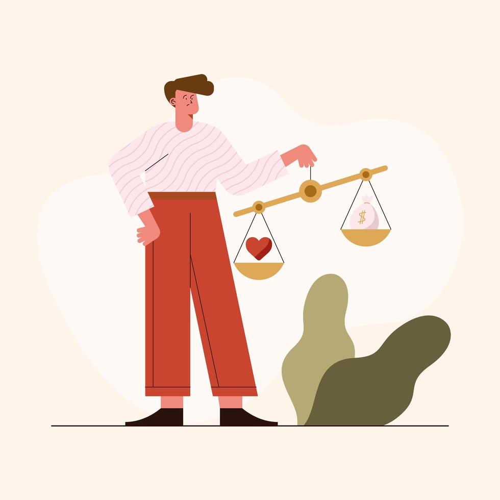 man with ethics balance vector