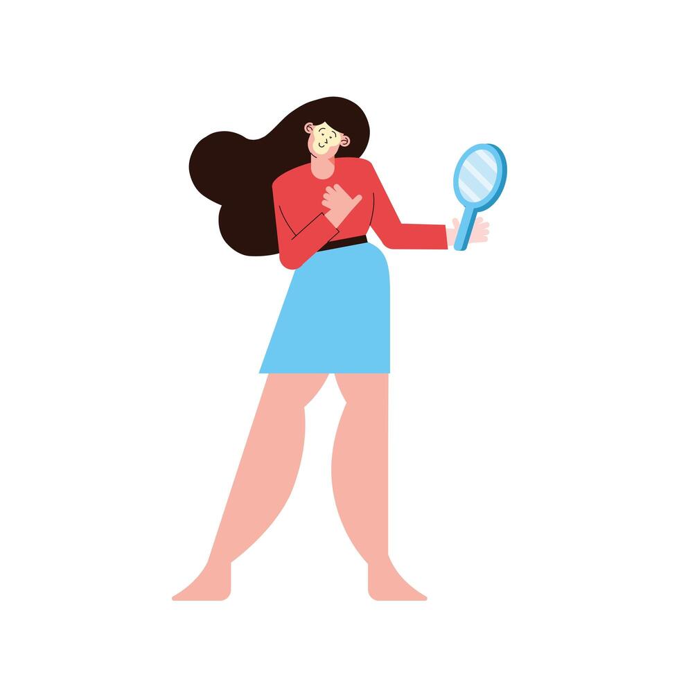 girl with mirror vector