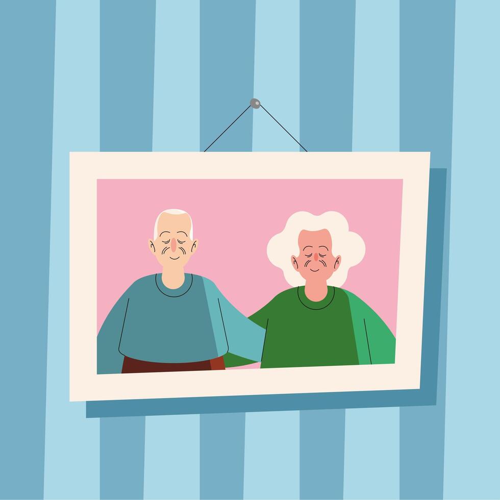 abuelos en la foto vector