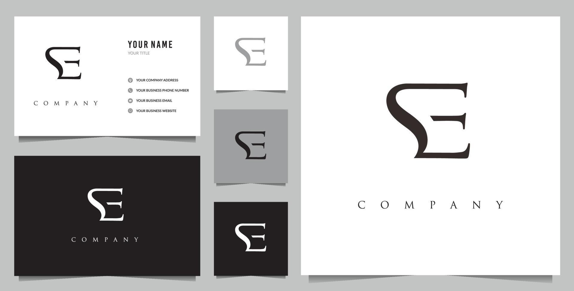 Initial SE logo and business card vector