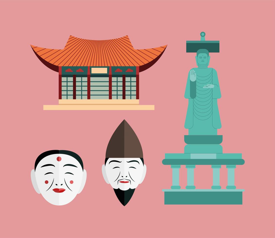 south korean symbol collection vector