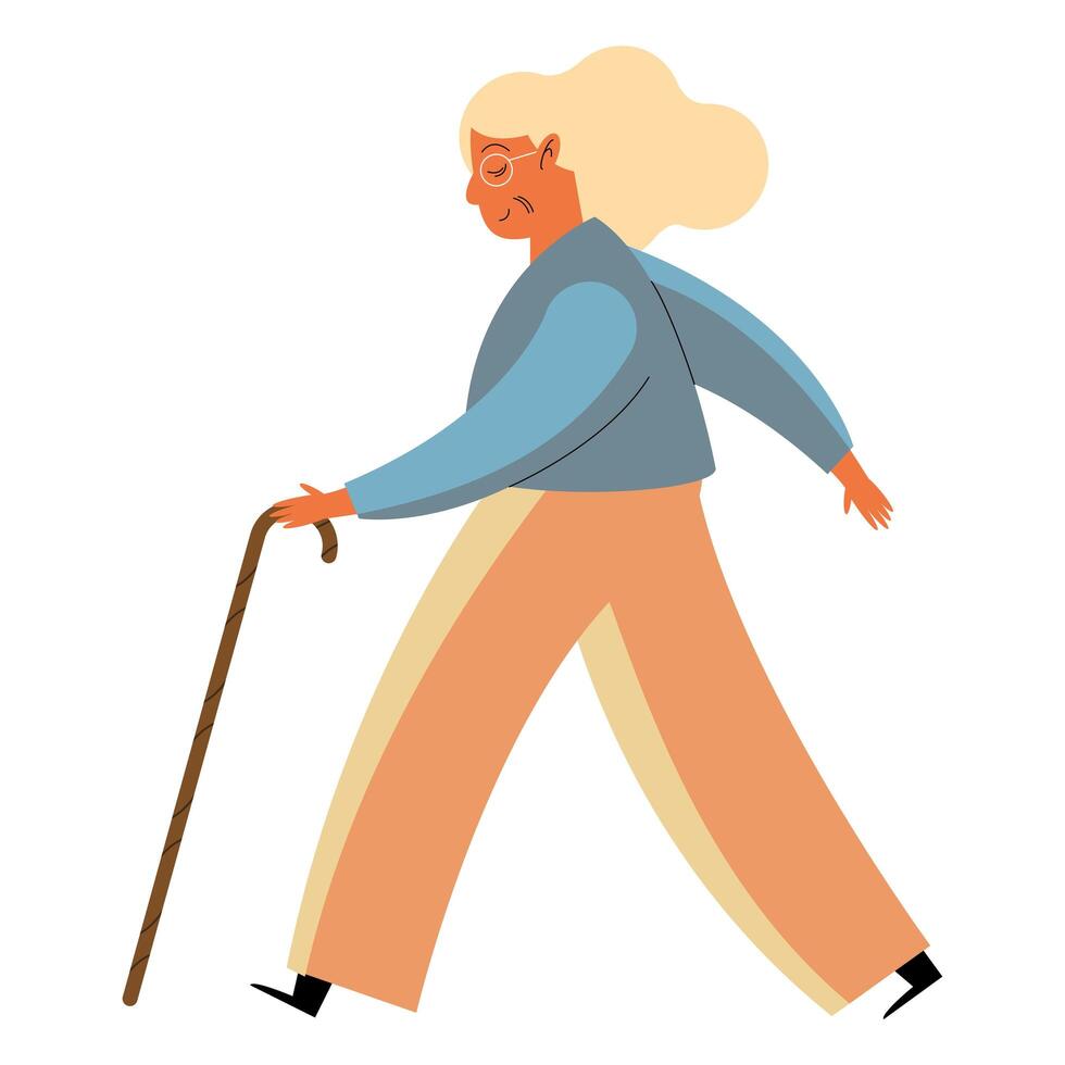 granmother walking character vector