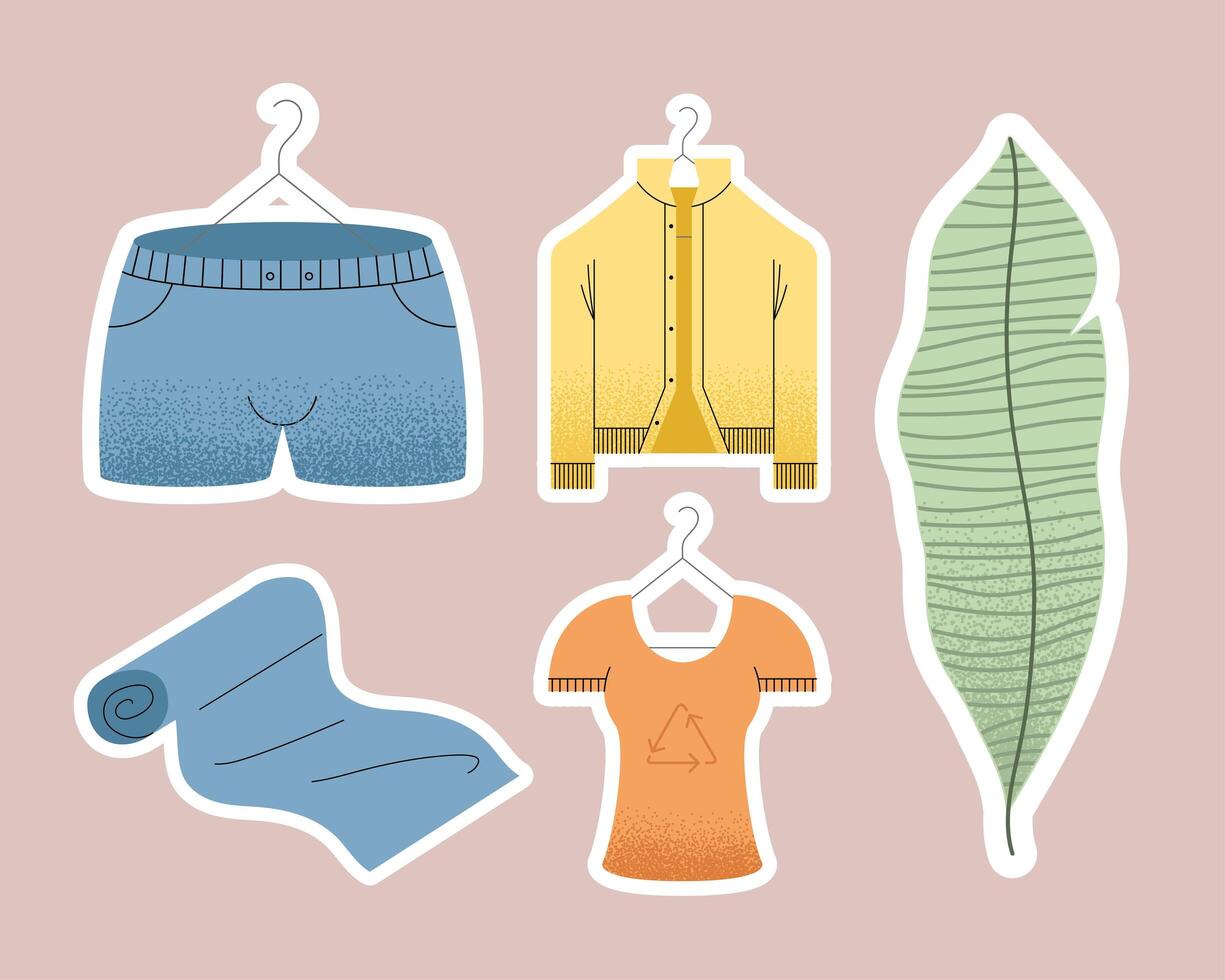 ecological garment five icons vector