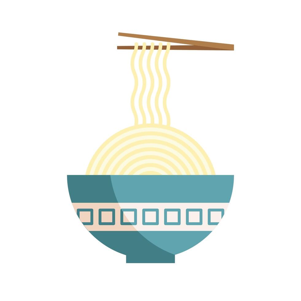 japanese spaguetis with chopsticks vector