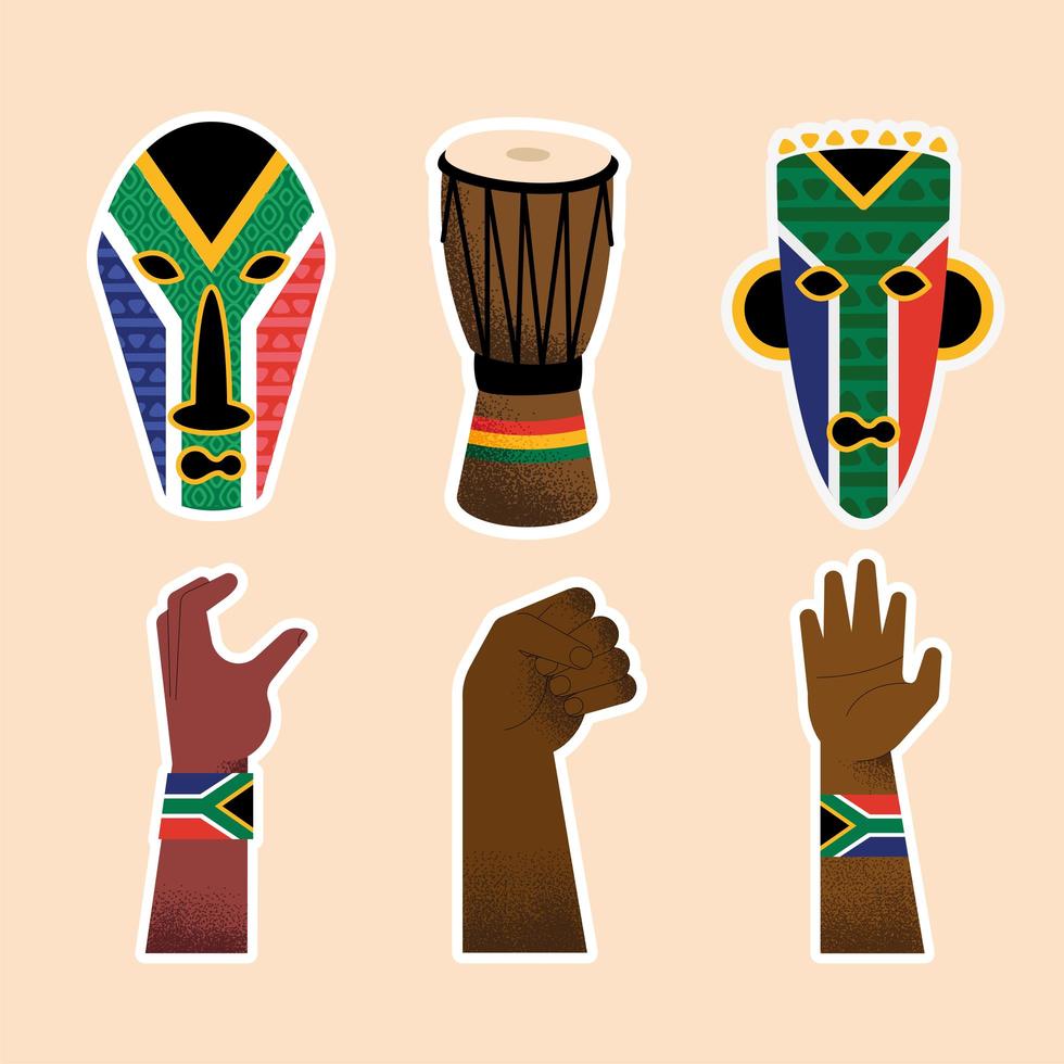 six heritage day icons vector