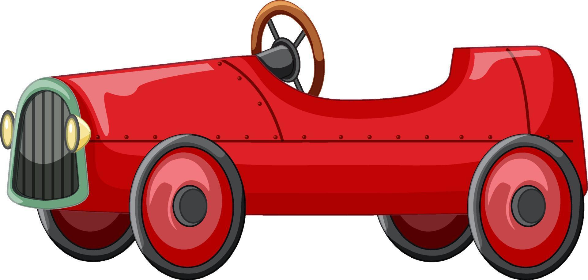 Vintage red car toy on white background vector
