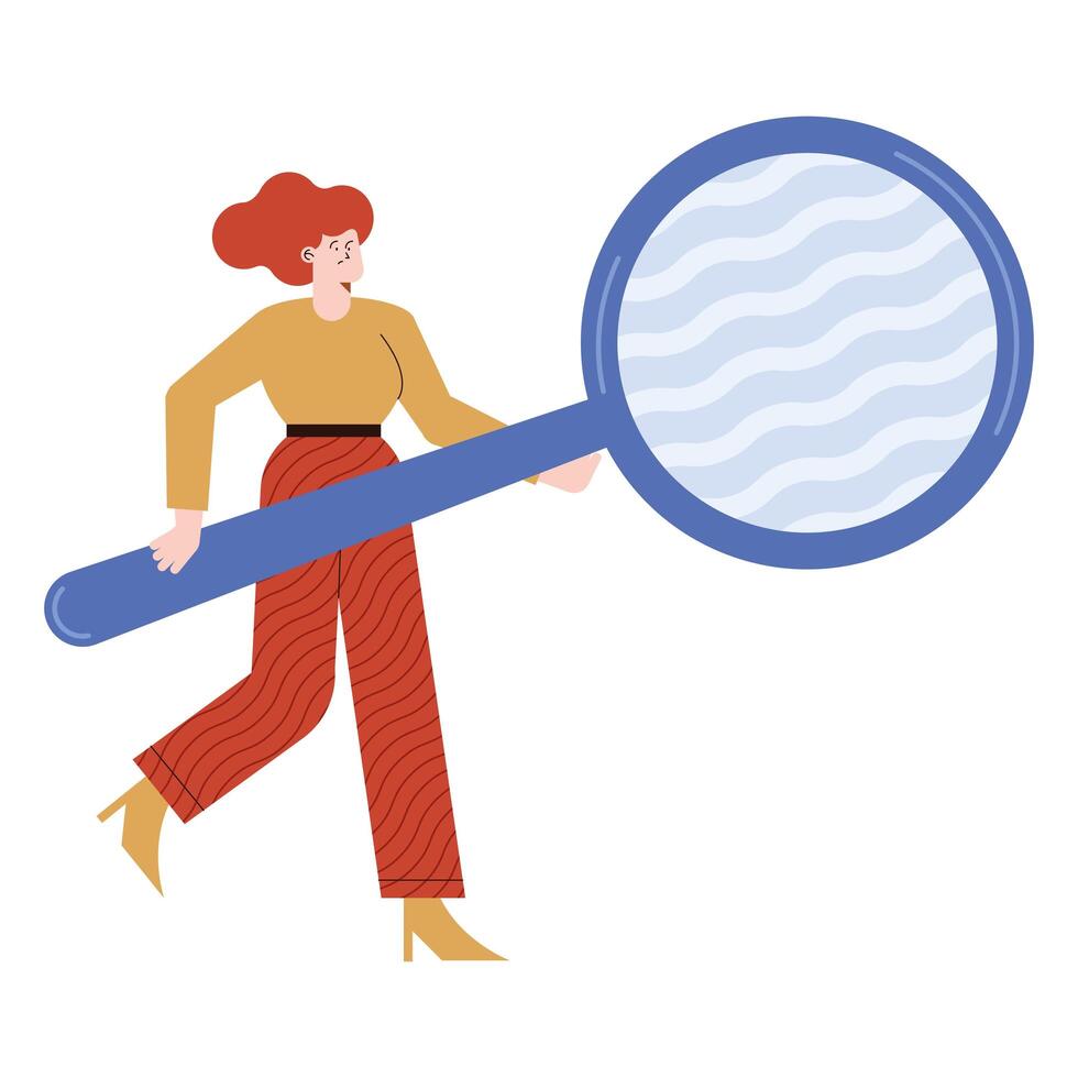 businesswoman with mangnifying glass vector